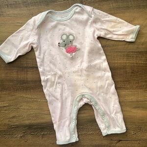 5/$20 Rene Rofe Ballerina Mouse Pink Sleeper Jumpsuit Pajamas 0-3 months